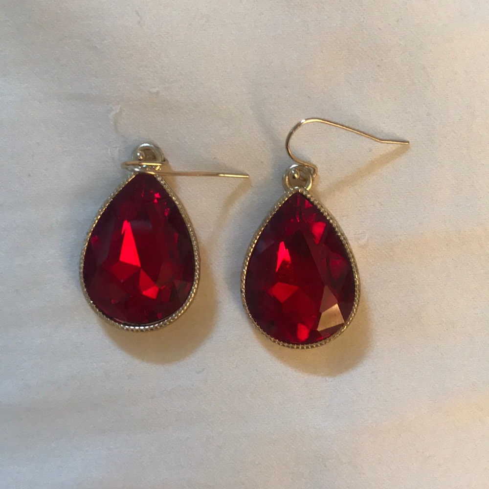 Red costume jewelry earrings